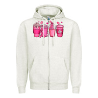 Oatmeal Heather breast cancer coffee cups Zipper Hoodie - JahusDesignShop