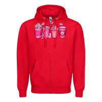 Red breast cancer coffee cups Zipper Hoodie - JahusDesignShop