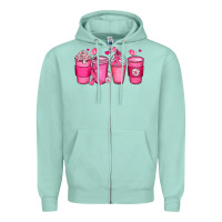 Seafoam breast cancer coffee cups Zipper Hoodie - JahusDesignShop