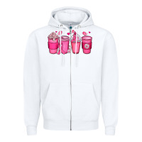 White breast cancer coffee cups Zipper Hoodie - JahusDesignShop
