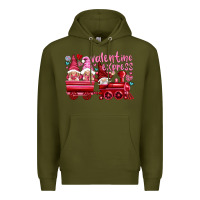 Army Green valentines express with gnomies Premium Hoodie - NancyCooperArtShop