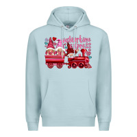Blue Mist valentines express with gnomies Premium Hoodie - NancyCooperArtShop