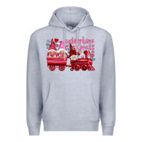 Heather Grey valentines express with gnomies Premium Hoodie - NancyCooperArtShop
