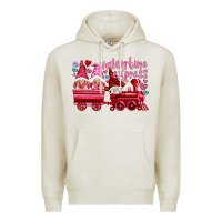 Oatmeal Heather valentines express with gnomies Premium Hoodie - NancyCooperArtShop