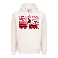 Pale Pink valentines express with gnomies Premium Hoodie - NancyCooperArtShop