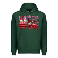 Sports Green valentines express with gnomies Premium Hoodie - NancyCooperArtShop