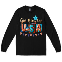 Black God bless the USA 4th of july Long Sleeve Tee - CowGirlArtShop