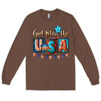 Chestnut God bless the USA 4th of july Long Sleeve Tee - CowGirlArtShop