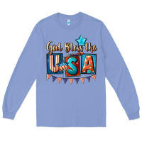 Colony Blue God bless the USA 4th of july Long Sleeve Tee - CowGirlArtShop