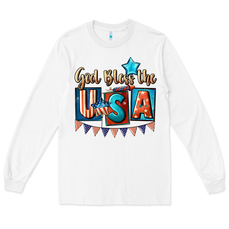 God Bless The Usa 4th Of July Long Sleeve Tee by CowGirlArtShop | Teevron