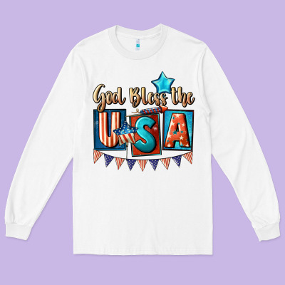 God Bless The Usa 4th Of July Long Sleeve Tee Designed By Cowgirlartshop