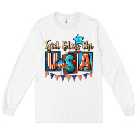 White God bless the USA 4th of july Long Sleeve Tee - CowGirlArtShop