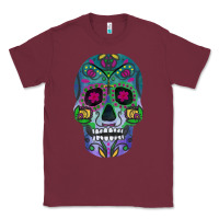 Burgundy sugar skull Classic Tee - FaDigitalArtStudio