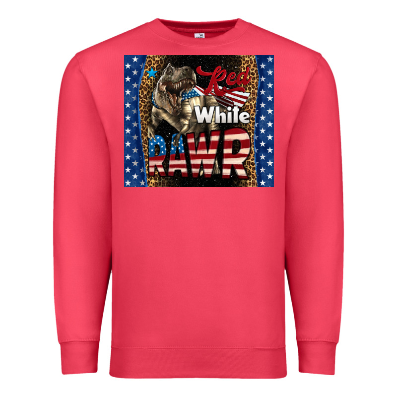 Red White Rawr Dinosaur T-rex Premium Sweatshirt by LillyAllenDesigns | Teevron