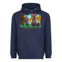 Navy mama bear sees all with sunflowers Heavyweight Hoodie - Artiststas
