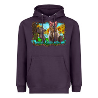 Plum mama bear sees all with sunflowers Heavyweight Hoodie - Artiststas