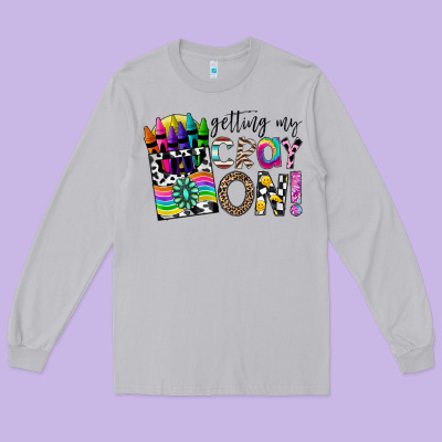 Getting My Cray On Long Sleeve Tee Designed By Cowhidedigitalart
