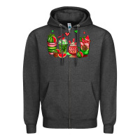 Charcoal Heather watermelon coffee cups Zipper Hoodie - AdoDesignShop