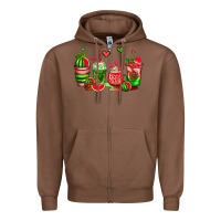 Chestnut watermelon coffee cups Zipper Hoodie - AdoDesignShop
