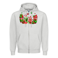 Dove Grey watermelon coffee cups Zipper Hoodie - AdoDesignShop