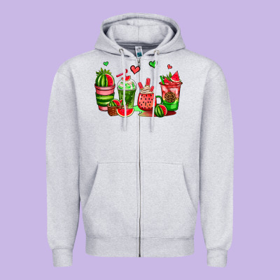 Watermelon Coffee Cups Zipper Hoodie Designed By Adodesignshop
