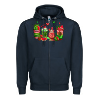 Navy watermelon coffee cups Zipper Hoodie - AdoDesignShop