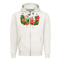 Oatmeal Heather watermelon coffee cups Zipper Hoodie - AdoDesignShop