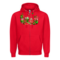 Red watermelon coffee cups Zipper Hoodie - AdoDesignShop