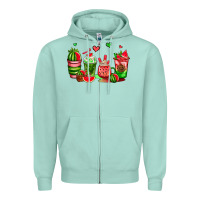 Seafoam watermelon coffee cups Zipper Hoodie - AdoDesignShop