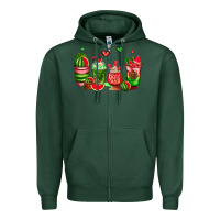 Sports Green watermelon coffee cups Zipper Hoodie - AdoDesignShop