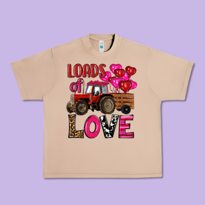 Urban Heavy Tee valentine's day loads of love tractor with pin heart balloons