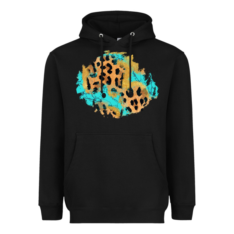 Glitter Leopard Turquoise Patch Heavyweight Hoodie by AdoDesignShop | Teevron