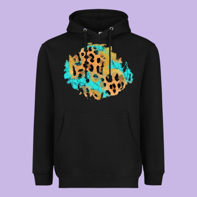 Glitter Leopard Turquoise Patch Heavyweight Hoodie Designed By Adodesignshop