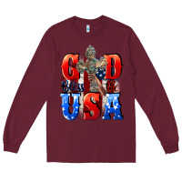 Burgundy God bless the USA  4th of july Long Sleeve Tee - CowGirlArtShop