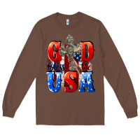 Chestnut God bless the USA  4th of july Long Sleeve Tee - CowGirlArtShop