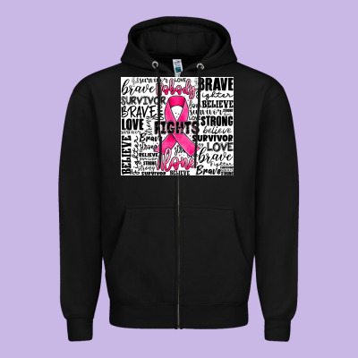 Breast Cancer Nobody Fights Alone Zipper Hoodie Designed By Jahusdesignshop