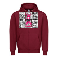 Burgundy breast cancer nobody fights alone Zipper Hoodie - JahusDesignShop