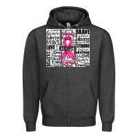 Charcoal Heather breast cancer nobody fights alone Zipper Hoodie - JahusDesignShop