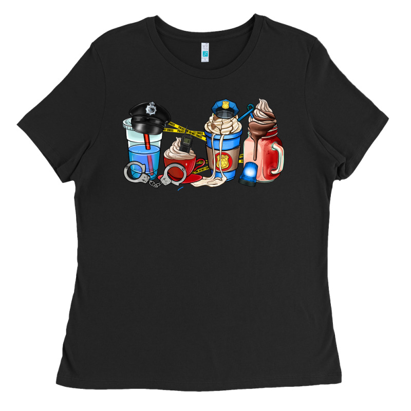 Police Coffee Cup Ladies Tee by AdoDesignShop | Teevron