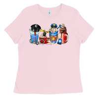 Bubblegum Pink police coffee cup Ladies Tee - AdoDesignShop
