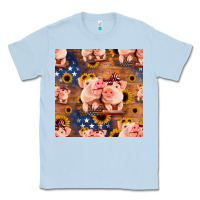 Dusty Blue american pigs seamless pattern Classic Tee - HRA Design Shop