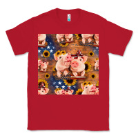 Red american pigs seamless pattern Classic Tee - HRA Design Shop