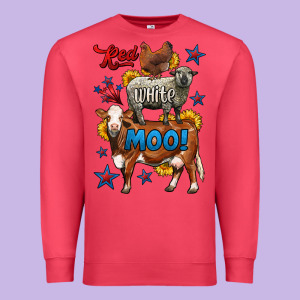 Red White Moo Farm Animals 4th Of July Premium Sweatshirt Designed By Lillyallendesigns