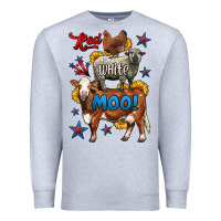 Heather Grey red white moo farm animals 4th of july Premium Sweatshirt - LillyAllenDesigns