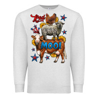Oatmeal Heather red white moo farm animals 4th of july Premium Sweatshirt - LillyAllenDesigns