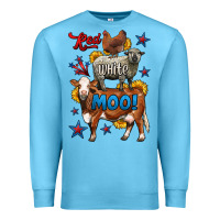 Ocean Blue red white moo farm animals 4th of july Premium Sweatshirt - LillyAllenDesigns