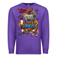 Purple red white moo farm animals 4th of july Premium Sweatshirt - LillyAllenDesigns