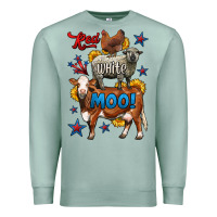 Seafoam red white moo farm animals 4th of july Premium Sweatshirt - LillyAllenDesigns