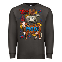 Smoke red white moo farm animals 4th of july Premium Sweatshirt - LillyAllenDesigns