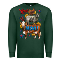 Sports Green red white moo farm animals 4th of july Premium Sweatshirt - LillyAllenDesigns